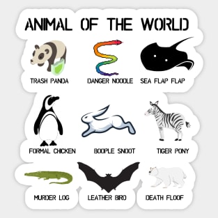 Animals of the world Gift T-shirt For Nature Wild Lovers Sticker